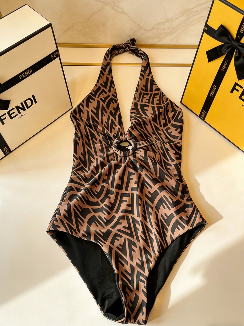 Fendi Halter One Piece Swimsuit